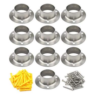 Imagem de Pxyelec Suporte de flange de haste de armário de aço inoxidável para tubo de aço de 32 mm de diâmetro externo, pacote com 10