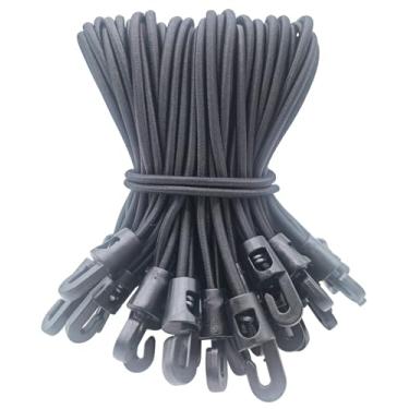 Imagem de WMZOBH Cordões elásticos pequenos com ganchos de 15 cm, 50 peças de bungees curtos de lona resistente para lona, acampamento, barraca (preto)