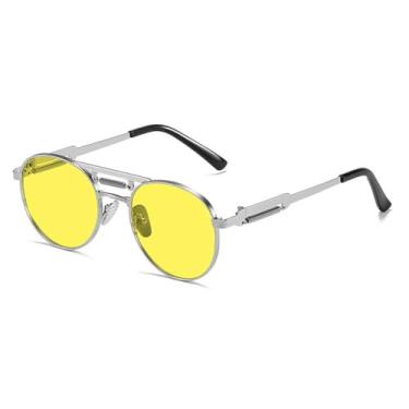 Imagem de Óculos de sol redondos steampunk vintage masculinos UV400 metal hip pop óculos de sol feminino retrô, HD9, BH01