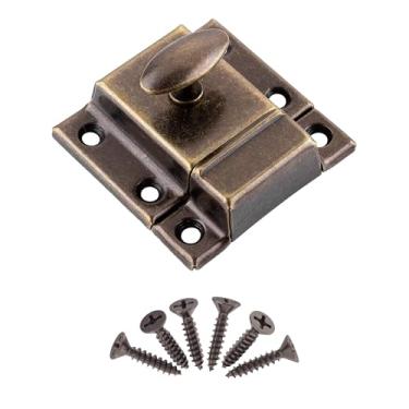 Imagem de Trava de armário estampada pequena de latão antigo - Trinco oval de reprodução antiga | UA-141-LAB (4)