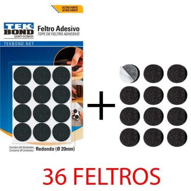 Imagem de Kit 36 Feltro Protetor Adesivo Pé Sofá Cadeira Mesa Tekbond