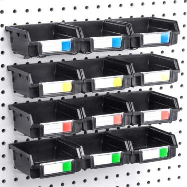 Imagem de Pegboard Bins Right Arrange, pacote com 12 unidades pretas para hardwa