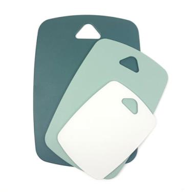 Imagem de MiHerom Conjunto de 3 tábuas de corte para cozinha, conjunto de 3 tábuas de cortar de plástico, pode ser lavado na lava-louças, livre de BPA