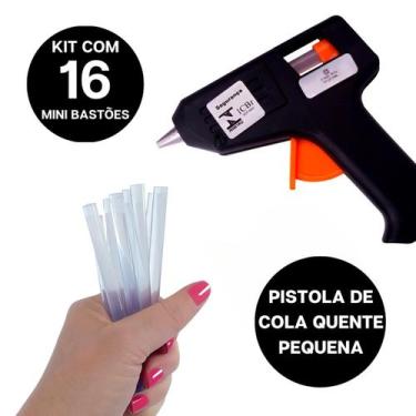 Imagem de Aplicadora Para Cola Quente Bivolt 10w Kit Com 16 Mini Bastões Finos -