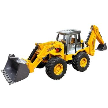 Imagem de Carrinho Retroescavadeira Articulação Realista Pneus de Borracha Pá de Metal