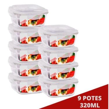 Imagem de 9 Pote de Vidro p/ Papinha 320ML Pequeno Tampa 4 Travas - QUALITY HOUS
