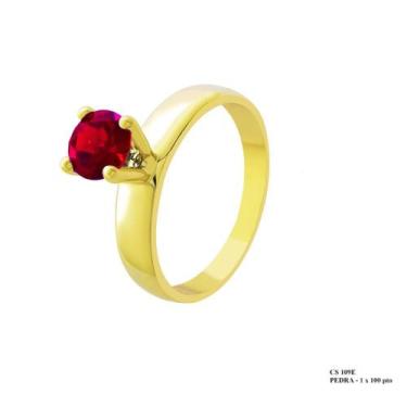 Imagem de Solitário Bride Spot Red Pedra 6,5mm em Ouro 18k - JoiaUnica