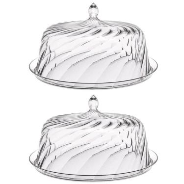 Imagem de Kit 2 Boleiras Porta Bolo com Cúpula 30cm Transparente Glassy Crippa Doces Sobremesas