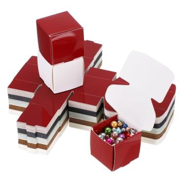 Imagem de PATIKIL 1,6 x 1,6 x 1,6 caixas de presente pequenas a granel com tampa, pacote com 50 mini caixa de presente quadrada de papelão dobrável para brinco, joias, casamento, aniversário, preto/branco/kraft