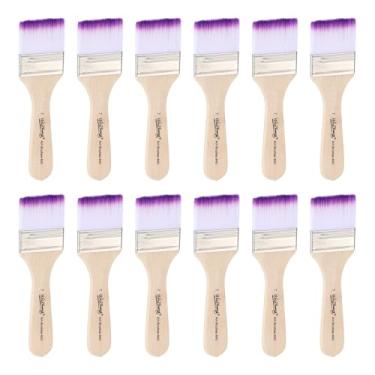 Imagem de HARFINGTON 20 pincéis pequenos de tinta plana de 4 cm e lascas de nylon com cabo de madeira para pintura de arte faça você mesmo, móveis, cercas, deck, parede, porta, acabamento roxo