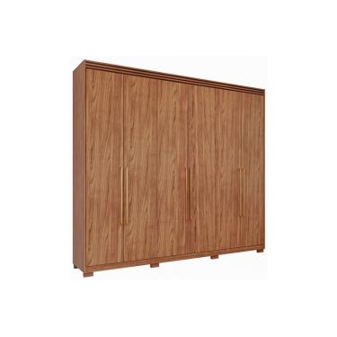 Imagem de Guarda Roupa 6 Portas e 5 Gavetas c/ 1 Espelho Interno e Pés Aurora Cinamomo - Panan