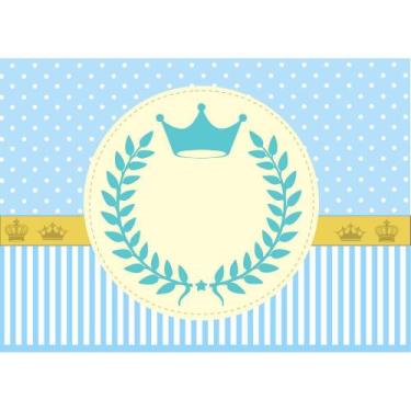 Imagem de Painel de Tecido Sublimado Coroa Azul Realeza - Fabrika de Festa, 500x