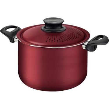 Imagem de Espagueteira Tramontina Paris em Alumínio com Revestimento Interno e Externo em Antiaderente Starflon Max com Tampa de Alumínio Vermelho 24 cm 7,3 L