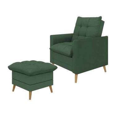 Imagem de Poltrona Decorativa York c/ Puff em Veludo e Fibras de Silicone Just Time