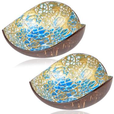 Imagem de Tigela decorativa de coco para doces - tigela de açaí com coração, prato de doces de madeira natural, suporte de tigela para chave para mesa de entrada, recipiente de sobremesa de iogurte e nozes e