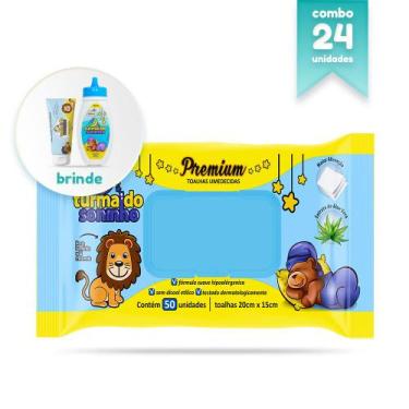 Imagem de 24 Pacotes Toalhas Umedecidas Premium 50fls Turma Do Soninho