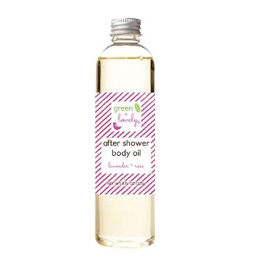 Imagem de Green + Lovely Hidratante de óleo corporal após o banho premium certificado de umidade orgânica para pele seca, óleos hidratantes de vitamina E, 8 ml, rosa lavanda