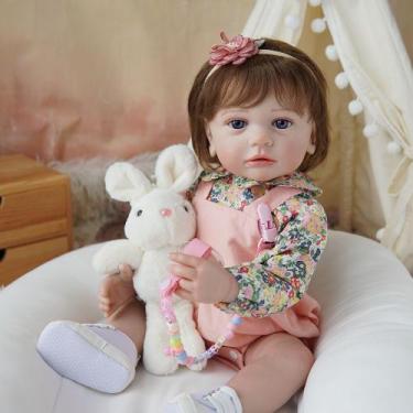 Imagem de Boneca Bebê Reborn Brastoy Realista Silicone 55cm Conjunto de Roupa Ch