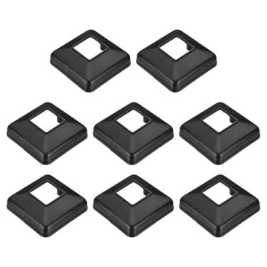 Imagem de PATIKIL 1,6 x 1,6 polegadas, capa de base de plástico envoltório de coluna estilo dividido manga de vinil para varanda de mão de madeira cerca deck escadas trilhos - 8 peças (preto)