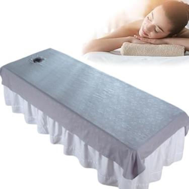 Imagem de Ouliget Lençóis de mesa de massagem à prova d'água à prova de óleo com orifício, capa de cama de spa macia e limpável, capa de descanso para mesas de massagem com estampa de rosas para spa e salões de