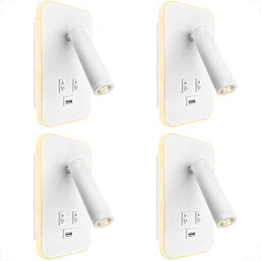 Imagem de 4 Arandela Parede Led Direcionável Com Usb Interruptor Bet79