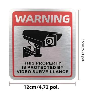 Imagem de Placa De Aviso Em Alumínio De 24 Horas Em Inglês Para Área De Monitora