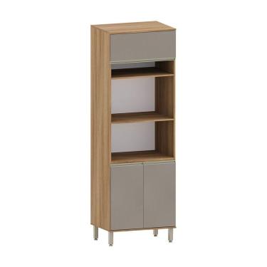 Imagem de Paneleiro 70cm 3 Portas Com Espaço Para Forno E Micro-onda D Avelã/fumê