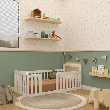 Imagem de Mini Cama Montessoriana com Led Giulia Rattan Casatema Branco