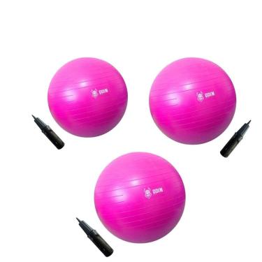 Imagem de Kit Bola De Ginástica Suíça Pilates 55 65 75Cm Rosa Odin Fit