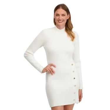 Imagem de Laundry by Shelli Segal Vestido feminino Layla de manga comprida – malha elástica, Branco, 36