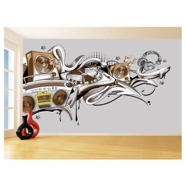 Imagem de Papel De Parede Arte Graffiti Musica Som Retrô 3,5M Tra86