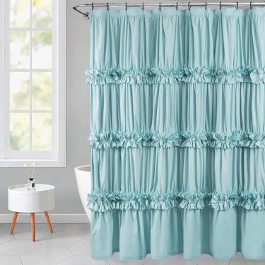 Imagem de Cortina de chuveiro Homechoice Decor Spa Blue Ruffle 180x180cm