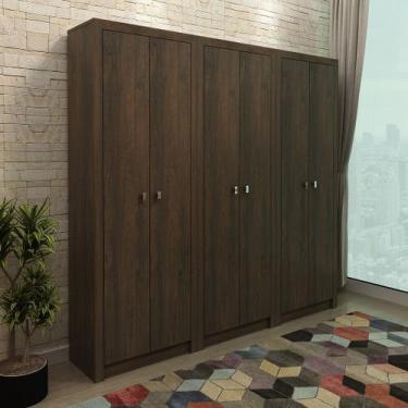 Imagem de Conjunto de Escritório com 3 Armários com 2 Portas 5 Prateleiras e 2 P