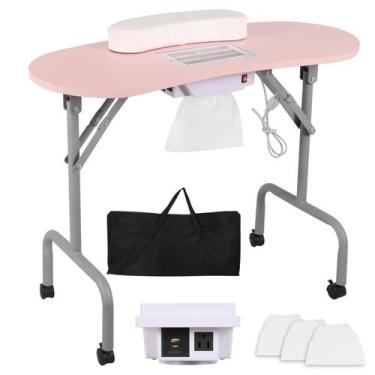 Imagem de Mesa de manicure AGESISI portátil com carregador e coletor de poeira
