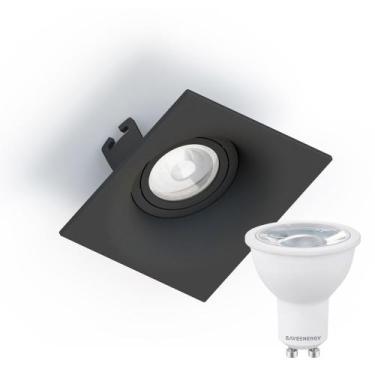 Imagem de Kit 5 Spot Embutir Sand Save Energy Dicróica M16 Preto + Lâmpada Dicro