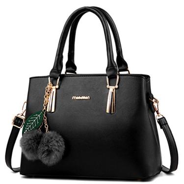 Imagem de Dreubea Bolsa feminina de couro, bolsa de ombro, bolsa transversal, Preto, Small