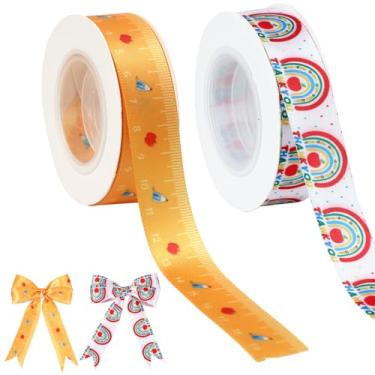 Imagem de 2 fitas para professores, presentes de Natal para professores, fita escolar, carretel de 10 cm, fitas de régua de professores, fitas de artesanato para presentes de agradecimento de professores