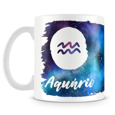 Imagem de Caneca Personalizada Signo de Aquário - Porcelana Branca (Mod.2) - Amo