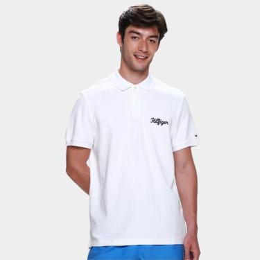 Imagem de Camisa Polo Tommy Hilfiger Graphic Masculina, Branco, M