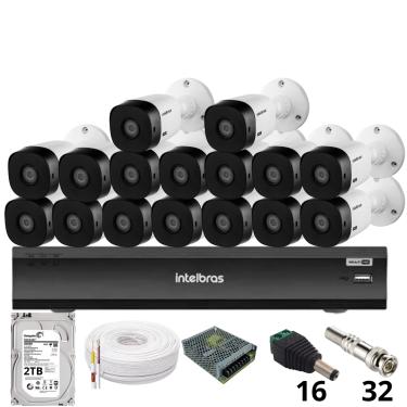 Imagem de Kit 16 Câmeras Intelbras 1220b Full Hd Dvr Intelbras Imhdx 3132 Inteligência Artificial Hd 2tb