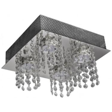 Imagem de Plafon 4 Luzes 25x25cm sem Lâmpada Iguacu Gp0804bpfv2 Bronzearte Transparente