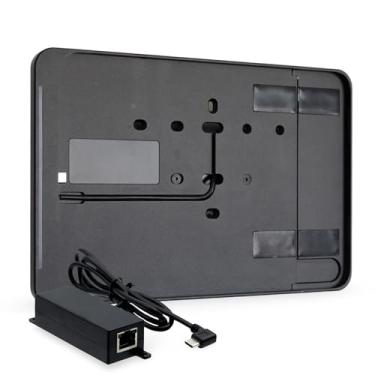 Imagem de PoE Texas Suporte de parede para iPad de 10ª geração com indicador de status LED, base de montagem em superfície para tablet em alumínio preto com aplicativo Dash - Acompanhado com adaptador PoE