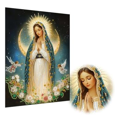 Imagem de Yomiie Kits de arte 5D Blessed Virgem Maria formato especial diamante para adultos, pintura de diamante "faça você mesmo", kits completos de brocas de cristal strass diamante artesanato lona decoração