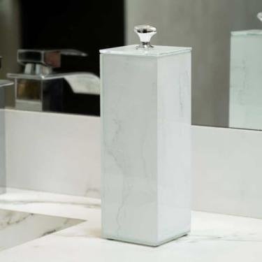 Imagem de Porta ESCOVA DE DENTE de vidro- EFEITO MÁRMORE (Branco com Prata)