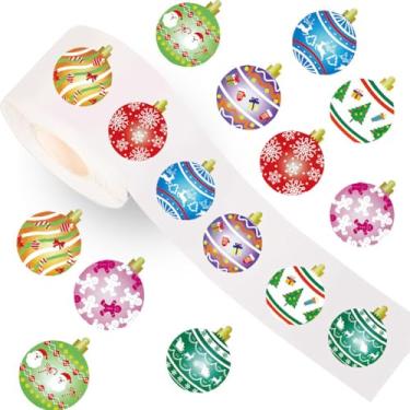 Imagem de Adesivos de Natal, 500 peças de adesivos de rolo de feliz Natal guirlanda árvore de Natal pequeno carro alce etiqueta de natal adesivo de selo para suprimentos de festa livros cartões de água