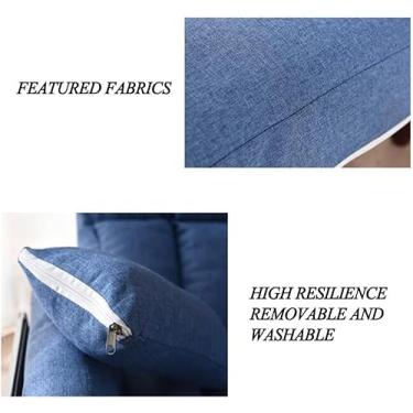 Imagem de Sofá Cadeira Para Quarto, Chaise Lounge Móveis De Interior, Estrutura De Madeira Poltrona De Acento Ajustável Estofada Com Bolsos Laterais Cadeira De Leitura De Tecido, Yellow