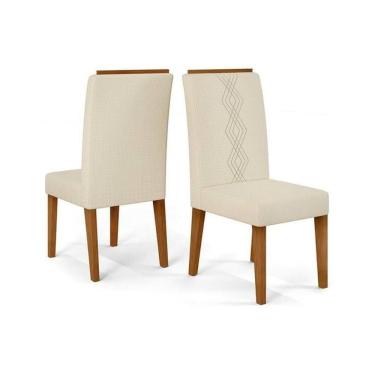 Imagem de Kit 2 Cadeiras De Cozinha Yasmin 2 Un Freijo-linho Neve Bege - Dj Móveis