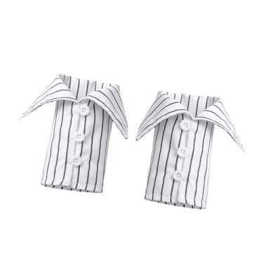 Imagem de Colaxi 2 peças de punhos falsos, mangas falsas listradas para ternos e suéteres, Branco