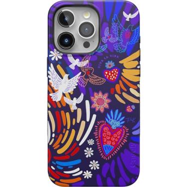Imagem de Casely Capa para iPhone 15 Pro | Viva La Vida | Colagem Floral Frida Kahlo | Capa em negrito | Compatível com MagSafe e Botão de Ação