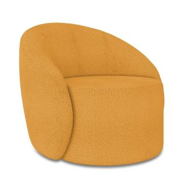 Imagem de Poltrona Decorativa Orgânica Giratória Lua Bouclê Mostarda D03 - D'rossi